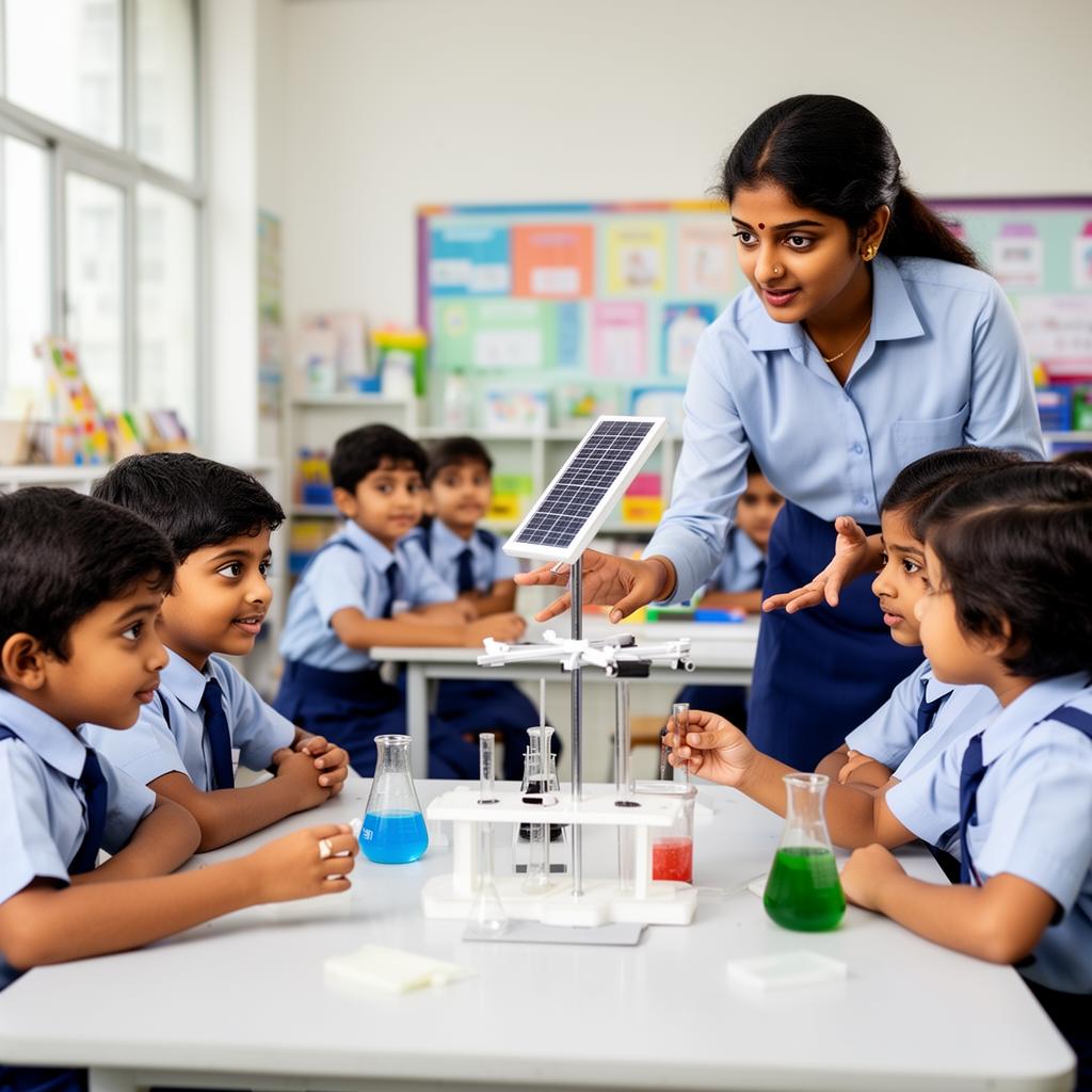 Hands-on science experiment with solar model